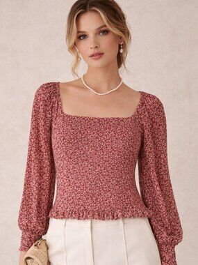 Boden Smocked Top Fruit Print Cottagecore Peasant Garden Girl Milkmaid Size 6